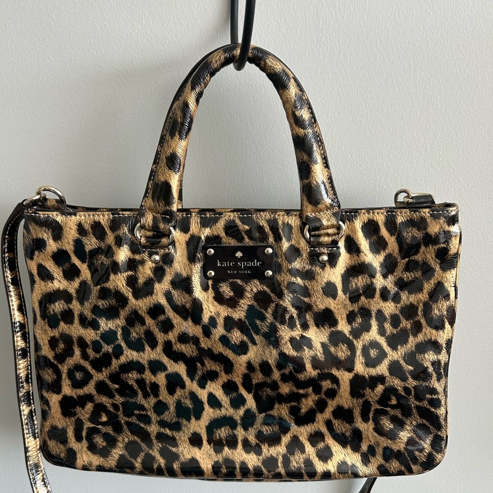 Kate Spade Cheetah purse glossy shiny crossbody and hand held